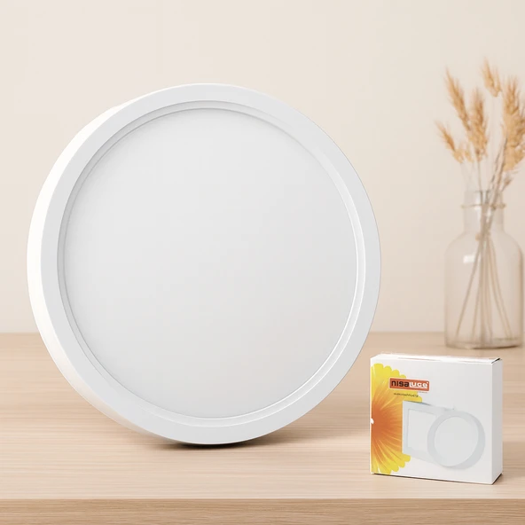 24W 1680Lm Yuvarlak Led Slim Panel 6500K - Sıva Üstü Beyaz Metal Kasa ürün görseli 1