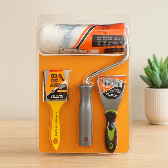 3 Parça Boyacı Seti - Spatula, Kestirme Fırça, 20 Cm Boya Rulo ürün görseli 1