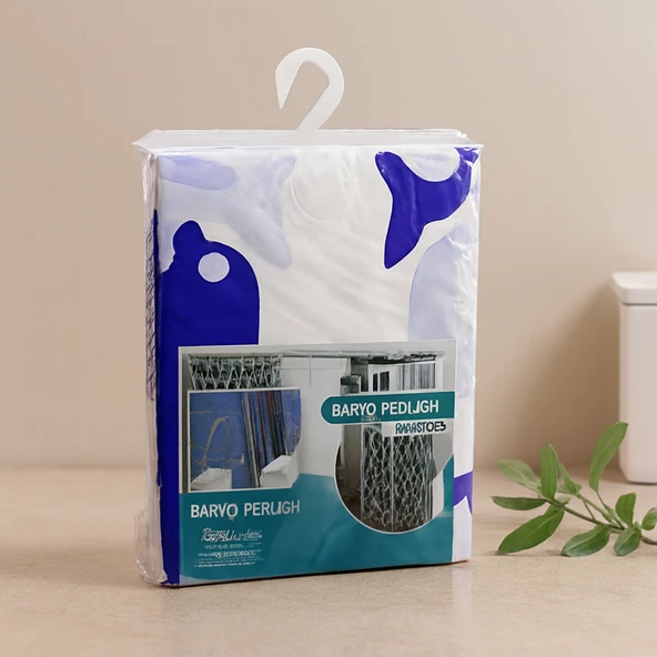Çift Kanat Polyester Banyo Perdesi 2'Li 180X110 Cm (12 Halkalı) ürün görseli 1