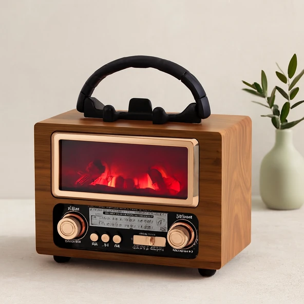 Şarjlı Retro Bluetooth Hoparlör - Fm Radyo, Usb/Tf Mp3 Çalar ürün görseli 1