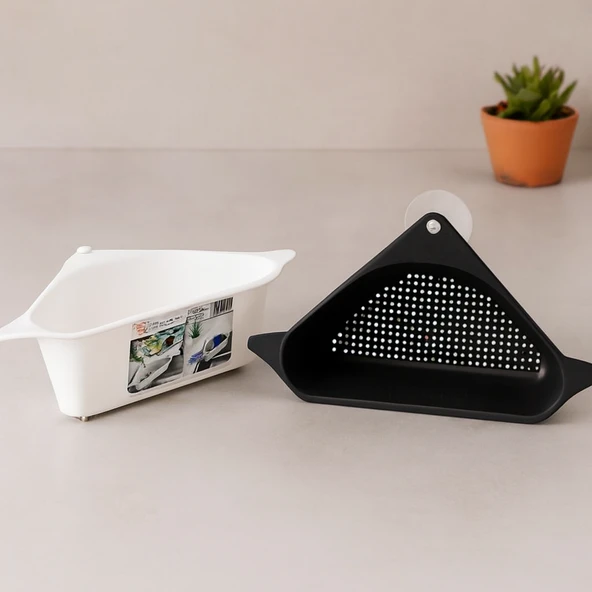 Süzgeçli Lavabo Köşe Rafı Vantuzlu Plastik ürün görseli 1