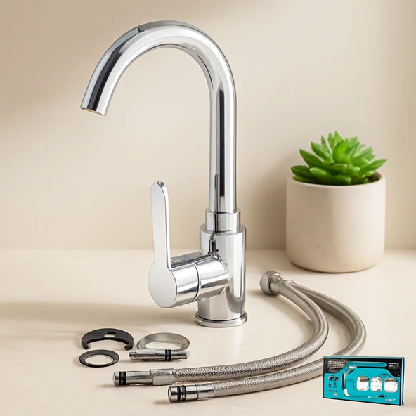 Krom Aç-Kapa Lavabo Bataryası Ktx-2639 ürün görseli 1