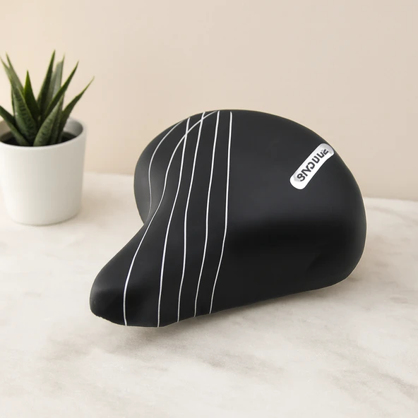 Büyük Geniş Bisiklet Sele 20.5X24 Cm (Yaylı) Siyah-Beyaz ürün görseli 1