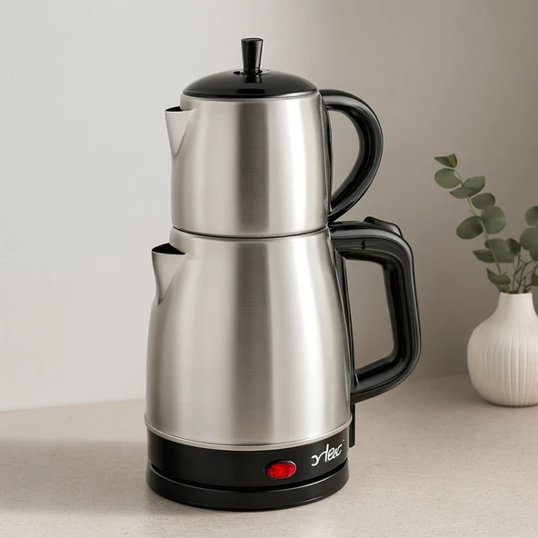 2In1 Çaycı & Kettle Elektrikli Çay Makinesi 1.7L + 0.7L Çelik ürün görseli 1