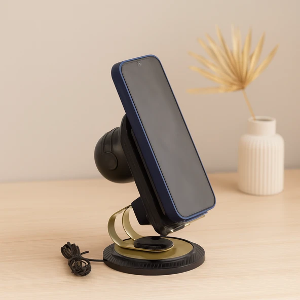 2In1 Bluetooth 5W Hoparlör Ve 360° Dönen Masaüstü Telefon Tutucu ürün görseli 1