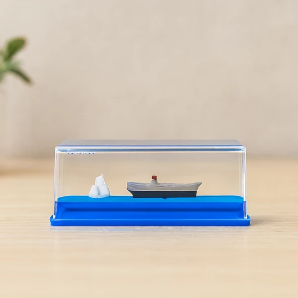 Yüzen Batmayan Akvaryum Dekoru - Gemi & Ada, Mavi, 5.2×15.2×5.3 Cm ürün görseli 1