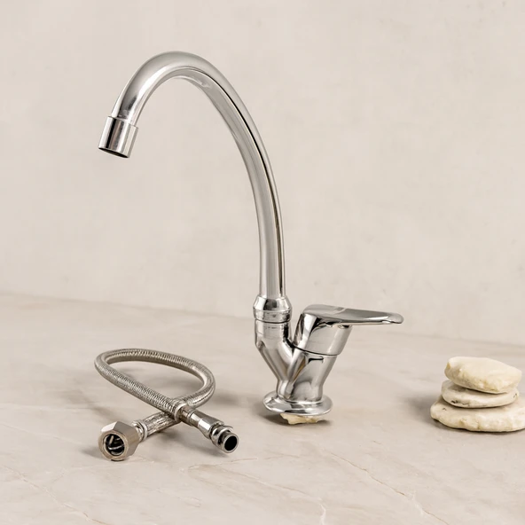 Tek Kollu Mermerüstü Lavabo Bataryası (Aç-Kapa) ürün görseli 1