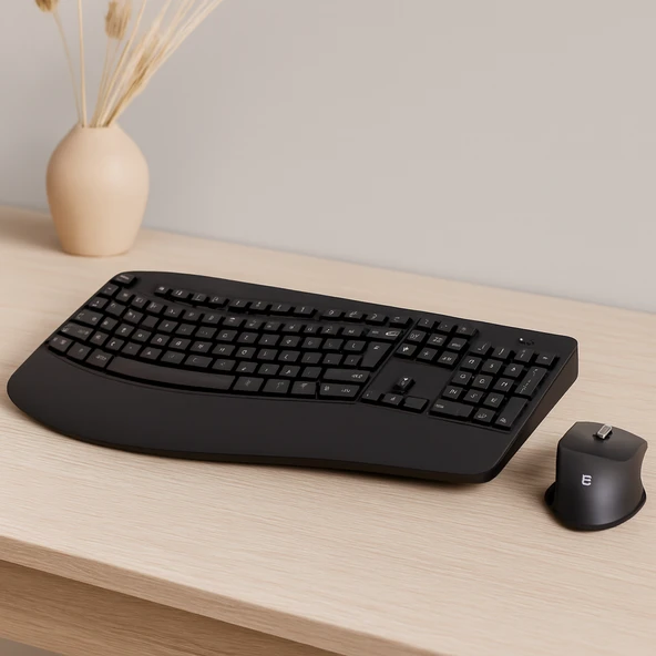 Kablosuz Klavye Mouse Seti - Ergonomik Bilek Destekli ürün görseli 1