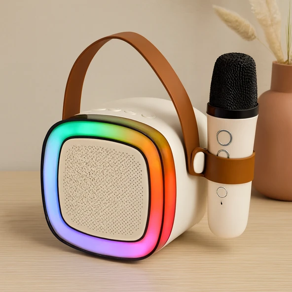 Nostalji Mini Radyo Karaoke Hoparlör - Bluetooth Mikrofonlu Usb Şarjlı ürün görseli 1