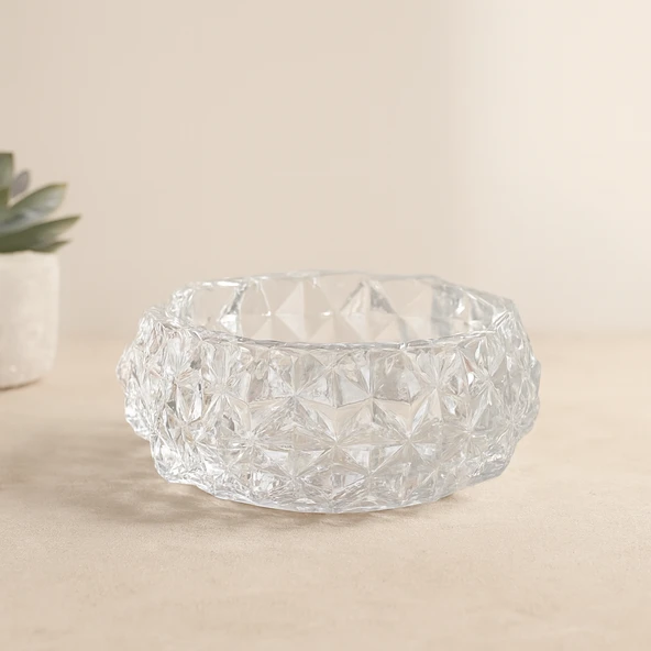 Yuvarlak Cam Küllük 12.8 Cm (Diamond Kristal) ürün görseli 1
