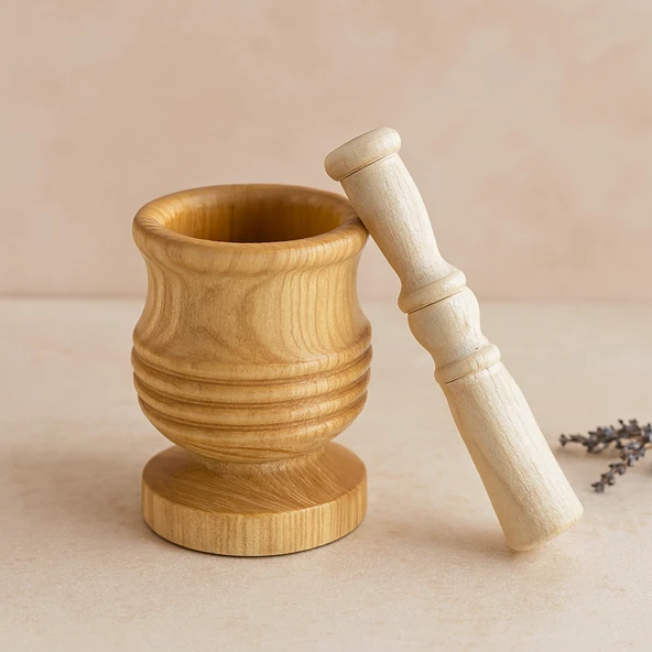 Büyük Ahşap Havan (Sarımsak Dövecek) 8.3×7×12 Cm ürün görseli 1