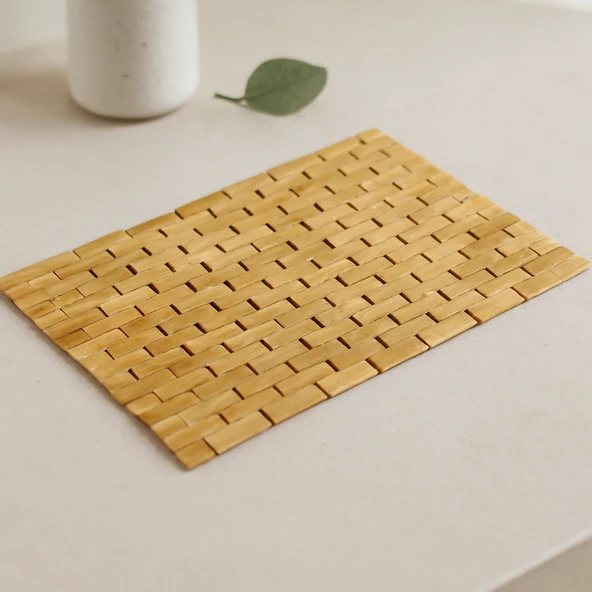 Bambu Ahşap Kaymaz Banyo Paspası 42X62 Cm ürün görseli 1