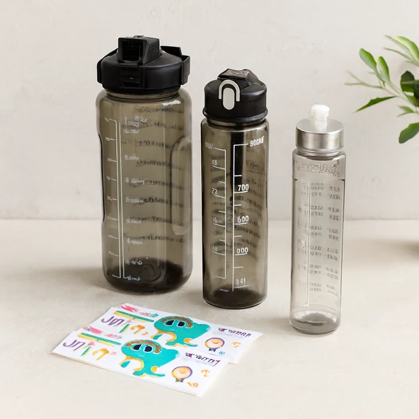 3'Lü Pipetli Motivasyon Suluk Seti 500/900/2000 Ml (Telefonluklu) ürün görseli 1