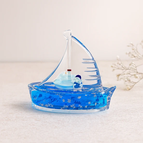 Yüzen Gemi Biblo Akvaryum Dekoru 10-12 Cm (Mavi) ürün görseli 1