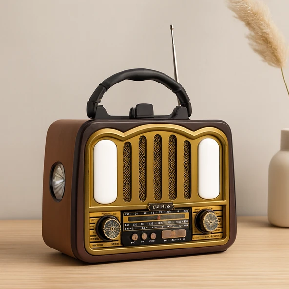 Şarjlı Bluetooth Fm Radyo Hoparlör (Usb/Tf Mp3, Nostaljik İbreli) ürün görseli 1