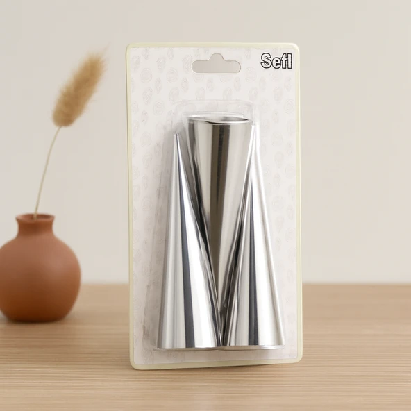 Metal Pasta Dekorasyon Kalıbı 3'Lü (Çap 3.4 Cm X 12 Cm) ürün görseli 1