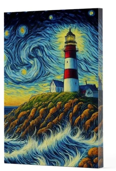 Van Gogh 8 - Deniz Feneri Çizgili Yan Boyamalı Defter ürün görseli 1