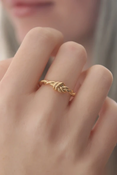 Gold Renk Halat Düğüm Model Kadın Yüzük ürün görseli 1