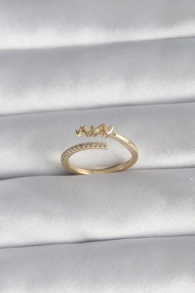 Pirinç Gold Renk Zirkon Taş Detay Model Kadın Yüzük ürün görseli 1