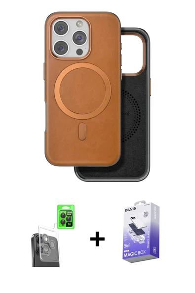 MARSİLYAN™- iPhone 16 Pro Kılıf Pusula Işık Koleksiyonu - Siyah Bilvis 5in1 5D Magic Hayalet Cam Ekran Koruyucu + Raze M ürün görseli 1