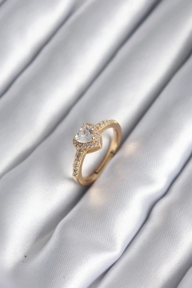 Pirinç Gold Renk Zirkon Taşlı Charm Model Kadın Yüzük ürün görseli 1
