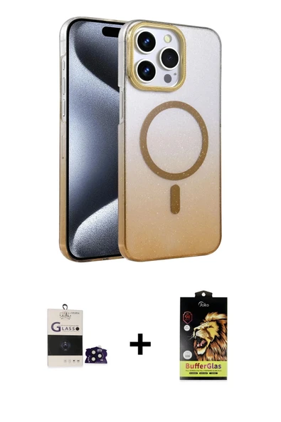 MARSİLYAN™- iPhone 14 Pro Max Kılıf Ahenk Doku Özel Seri - Siyah Buffer Cam Ekran Koruyucu + Bilvis Titan Kamera Lens - ürün görseli 1