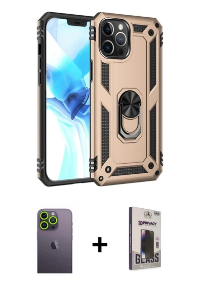 MARSİLYAN™- iPhone 12 Pro Max Kılıf Ahenk Klasik Koleksiyonu - Siyah Bilvis Hayalet Cam Ekran Koruyucu + Neon Fosforlu K ürün görseli 1