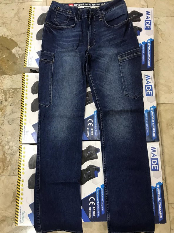 İŞÇİ KOT PANTOLON ÇOK CEPLİ BELİ LASTİKLİ LACİVERT M 46  BEDEN ürün görseli 1