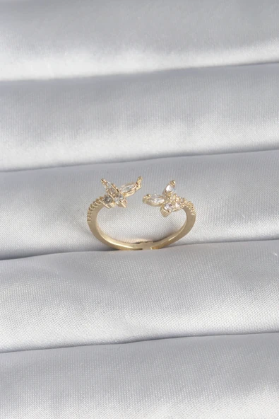 Pirinç Gold Renk Zirkon Taşlı Model Kadın Yüzük ürün görseli 1