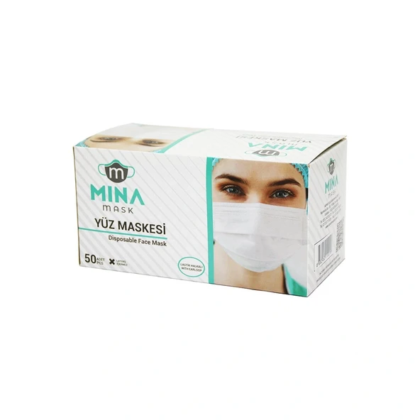 50Pcs Beyaz Cerrahi̇ Yüz Maskesi̇ (5047) ürün görseli 1