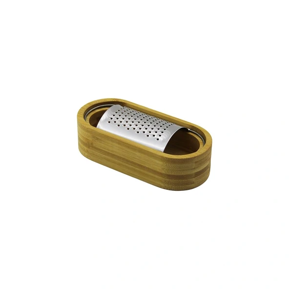 Ahşap Bambu Hazneli̇ Yatay - Oval Metal Bombeli̇ Meyve Rendesi̇ 7 X 15.5Cm (5047) ürün görseli 1