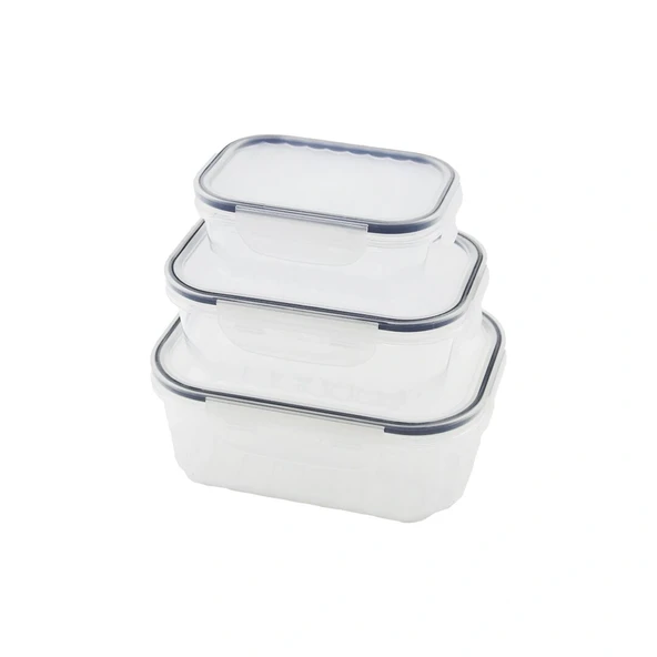 3Pcs Qui̇ck Sizdirmaz Saklama Kabi Seti̇ Şeffaf Kap - Buğulu-Contali Kapak 500-1000-1700Ml (5047) ürün görseli 1