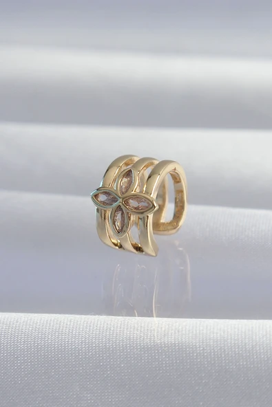 Pirinç Gold Renk Yonca Earcuff Küpe ürün görseli 1