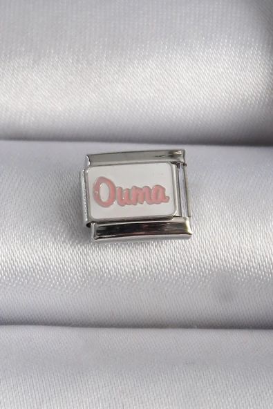 316L Çelik Gümüş Renk Beyaz Pembe Ouma İşlemeli Nomination Charm ürün görseli 1