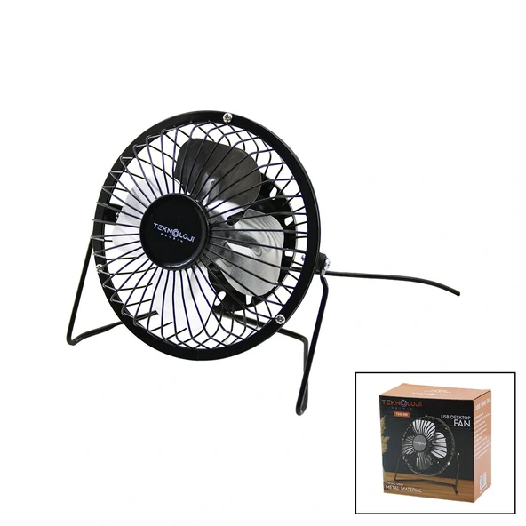 Usb - Mi̇ni̇ Fan Metal Kasa - Ayak=360 Derece Masa Üstü Vanti̇latör 4-Metal Pervane 13.5X11X15Cm5V-2.5W (5047) ürün görseli 1