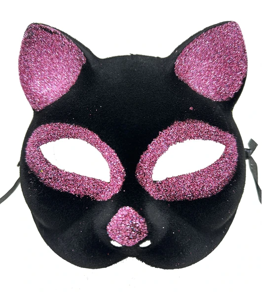 Siyah Renk Pembe Simli Süet Kaplama Maskesi 18X14 Cm (5047) ürün görseli 1