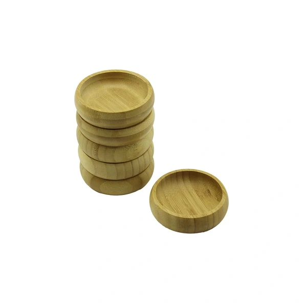 6 Adet - Yuvarlak Ahşap Bambu Çerezli̇k - Lokumluk Kase Deri̇nli̇k: 1.7Cm - Çap: 8.8Cm (5047) ürün görseli 1