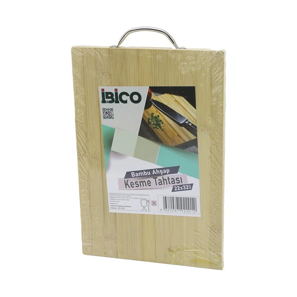 22X32 X 1.7Cm Lux Ahşap Bambu Kesi̇m Panosu - Kesme Tahtasi Metal Kulplu (5047) ürün görseli 1