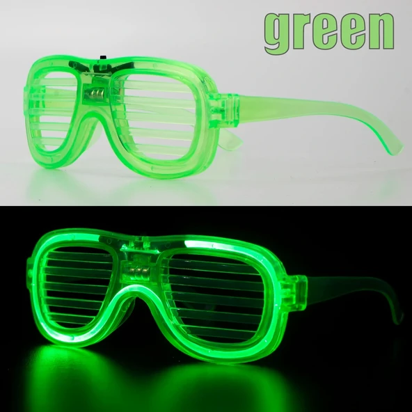 Yeşil Led Işıklı Parti Gözlüğü – Neon Glow Şerit Gözlük 3 Modlu (5047) ürün görseli 1
