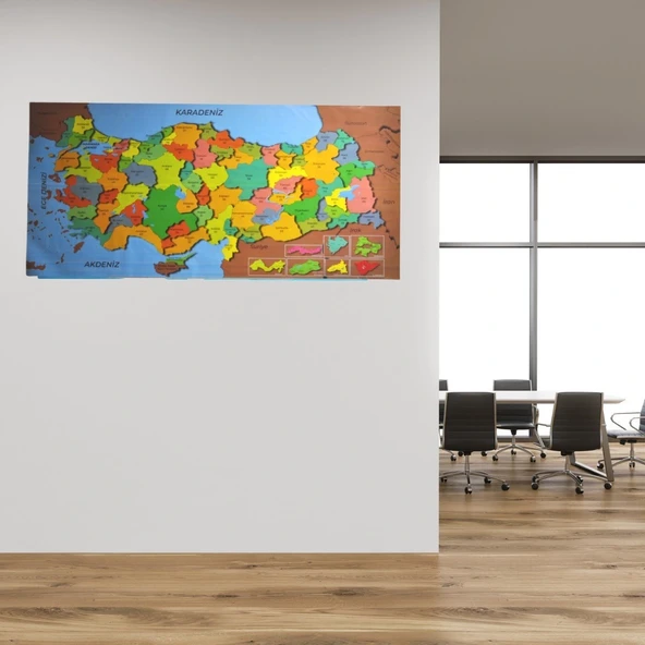 Renkli Türkiye Haritası Yapıştırıcı Gerektirmeyen Duvar Stickerı 118 Cm * 56 Cm (5047) ürün görseli 1