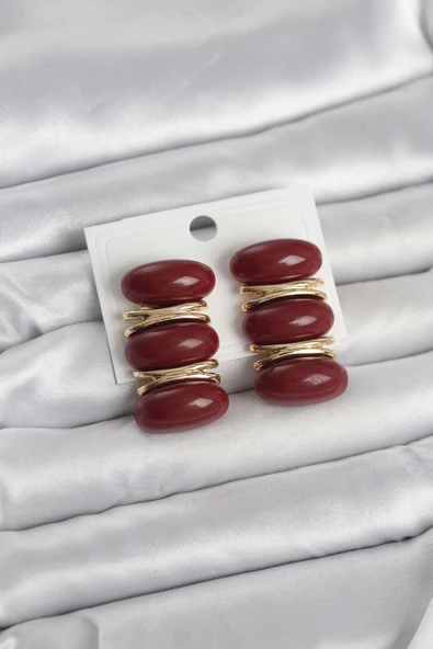 Bordo Model Gold Renk Kadın Küpe ürün görseli 1