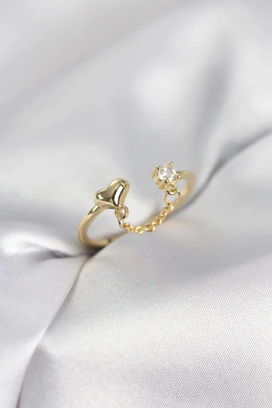 Zincir Sallantılı Model Gold Renk Kadın Yüzük ürün görseli 1