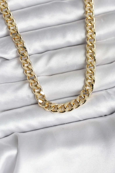 14K Gold Renk Kaplama Kalın Zincir Model Cm Kadın Kolye ürün görseli 1