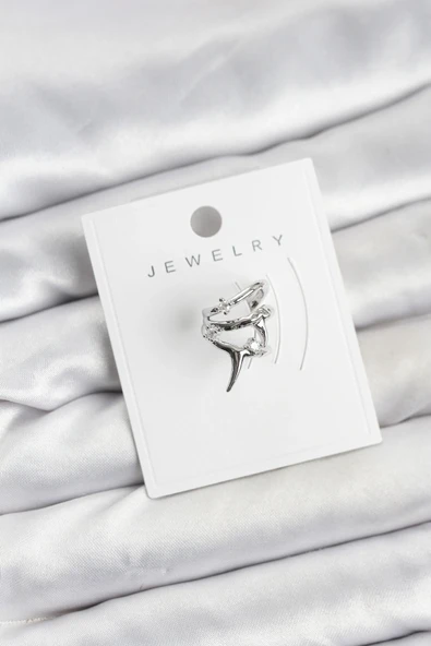 Gümüş Renk Pirinç Diken Model Kıkırdak Earcuff Küpe ürün görseli 1