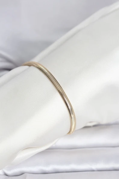 Cm 14K Gold Renk Yassı Yılan Zincir Model Kadın Bileklik ürün görseli 1