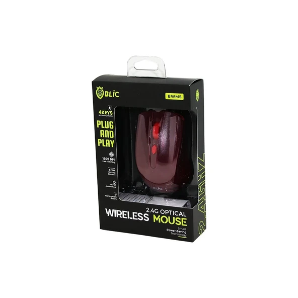 Bordo Mouse 2.4G 8-10M Di̇stance Wi̇reless - 1600Dpi Oyun Bwm-5 (5047) ürün görseli 1