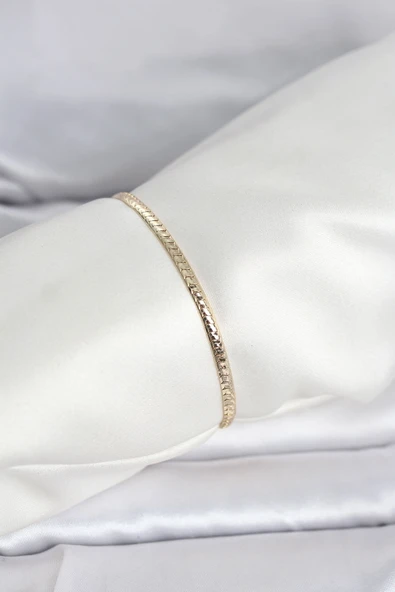 Cm 14K Gold Renk Yassı Zincir Model Kadın Bileklik ürün görseli 1