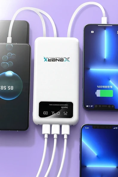 Enerx Enr-P20Dc 20000 Mah 2.1 Amper Dahili Kablolu Siyah (5047) ürün görseli 1