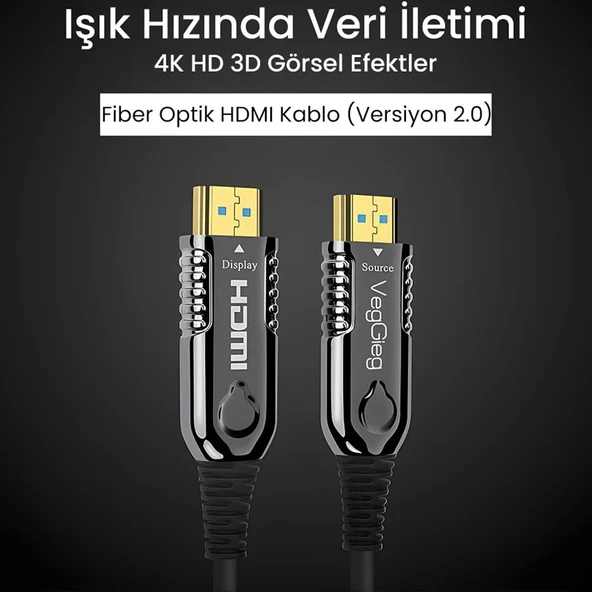 Veggieg 60Hz 18Gbps Hdr Arc Hdcp Fiber Optik 2.0 Kablo 5M (0177) ürün görseli 1