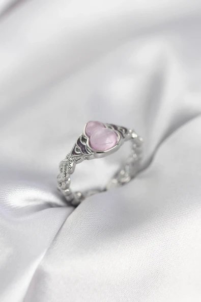 Gümüş Renk Pembe Damla Model Kadın Yüzük ürün görseli 1
